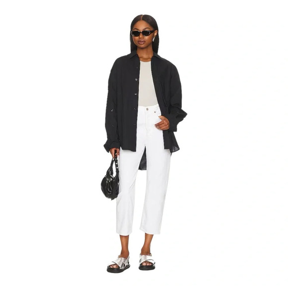 AGOLDE '90s Mid-Rise Straight-Leg Loose Crop Jeans in off white NWT